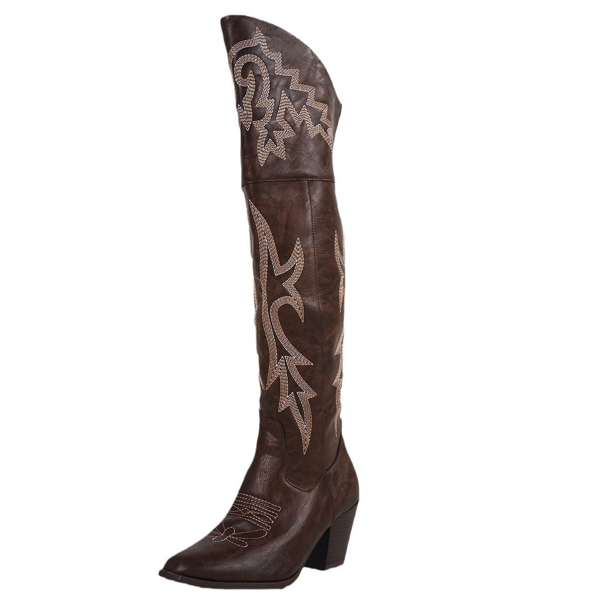 Women's Western Denim Over The Knee Boots Side Zipper Boots