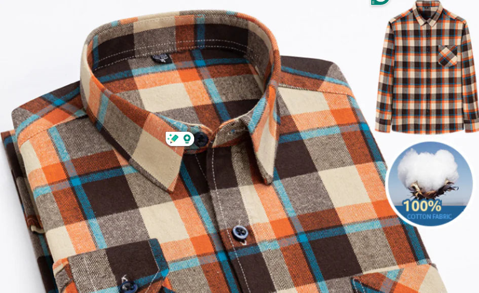 Mens Plaid Print Lapel Long Sleeve Preppy Shirts